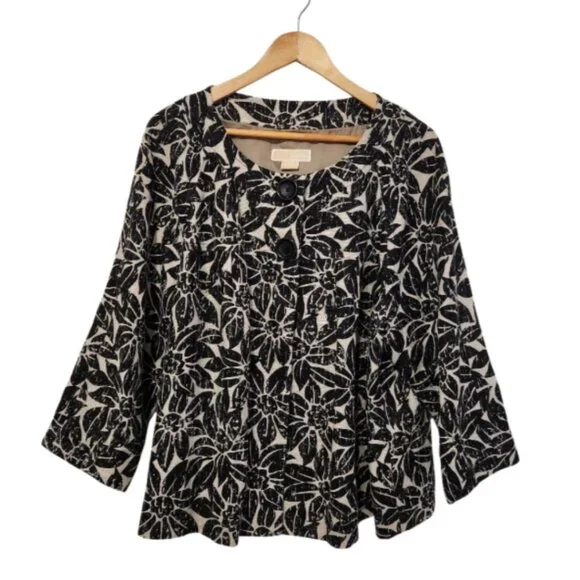 Michael Kors Linen Floral 2 button, 3/4 Sleeve Jacket - Picture 1 of 10